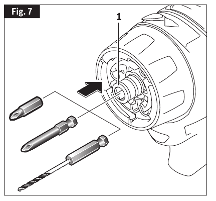 Bosch - GSR12V-300FC - Inserting and Removing Bits (Main Hex Drive) Inserting and Removing Bits (Main Hex Drive)