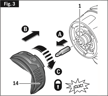 Bosch - GSR12V-300FC - Mounting and Removing Adapters - Step 1 Mounting and Removing Adapters - Step 1