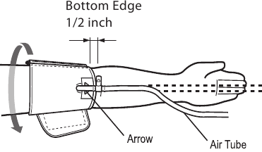 Omron - Large Cuff - HOW TO CORRECTLY APPLY THE ARM CUFF HOW TO CORRECTLY APPLY THE ARM CUFF