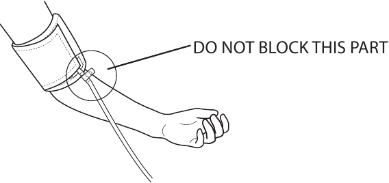 Omron - Large Cuff - Preventing blockage of the air release valve Preventing blockage of the air release valve
