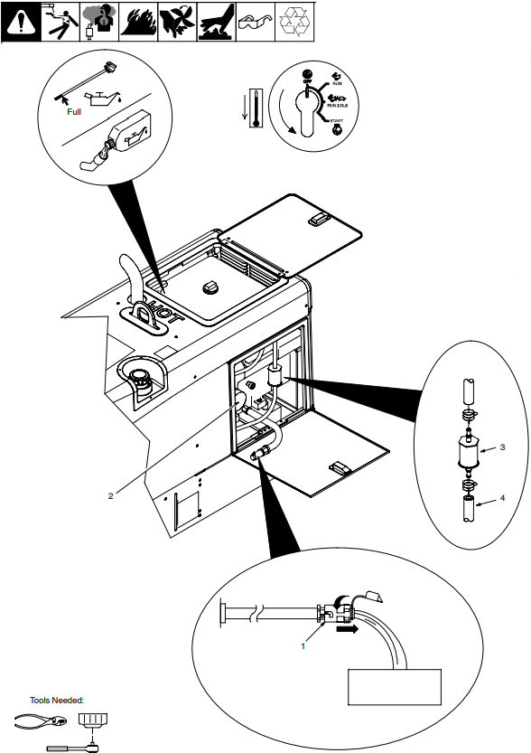 Miller - Trailblazer 302 - Changing Oil, Filter, Fuel Filter (Kohler-Powered Units) Changing Oil, Filter, Fuel Filter (Kohler-Powered Units)