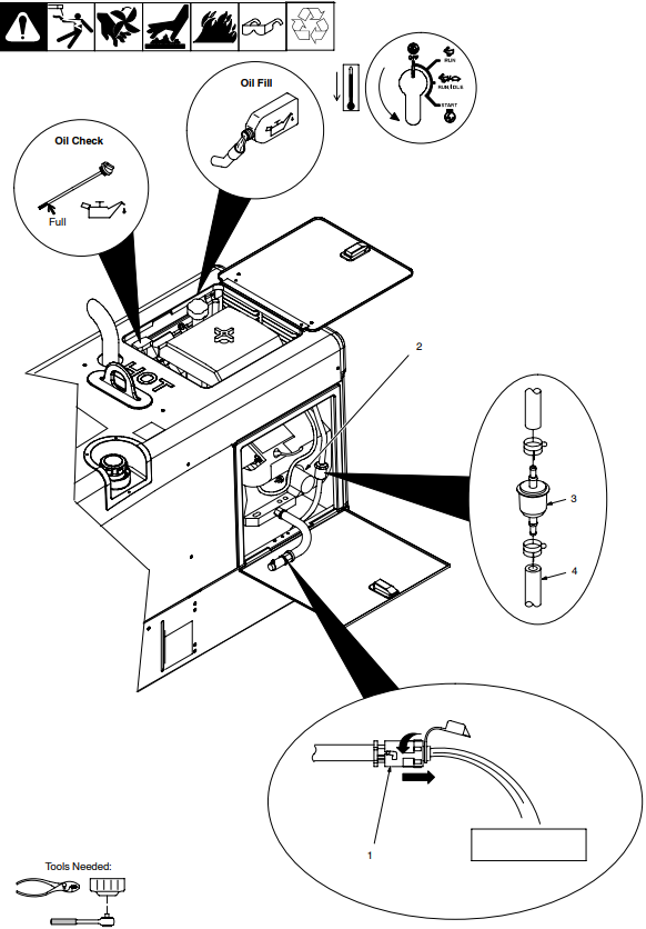 Miller - Trailblazer 302 - Changing Oil, Filter, Fuel Filter (Robin-Powered Units) Changing Oil, Filter, Fuel Filter (Robin-Powered Units)