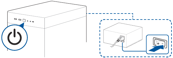 Asus - X870 MAX GAMING WIFI7 Series - Turning on the PSU and your PC Turning on the PSU and your PC