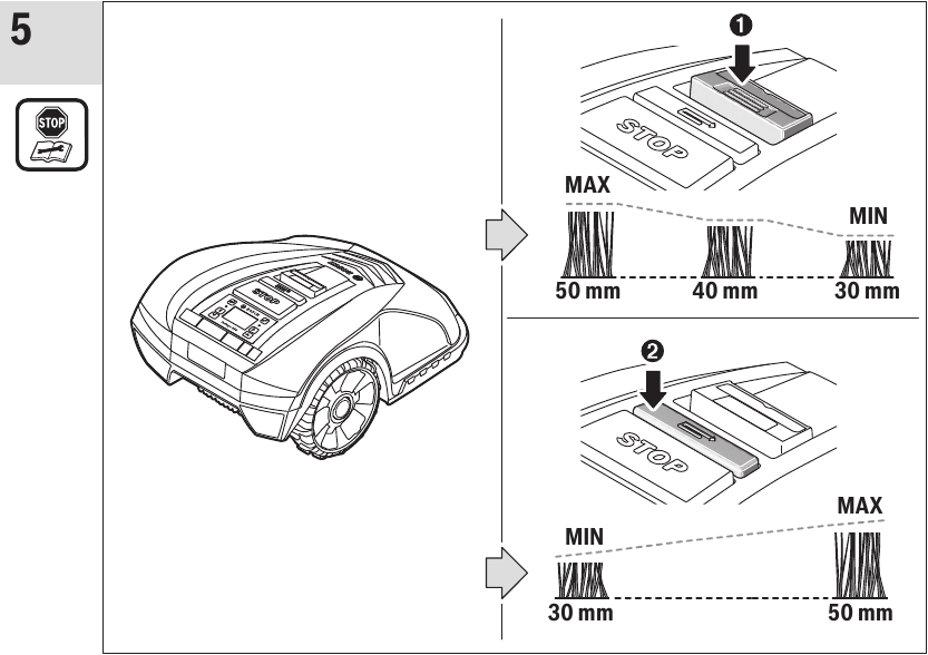Bosch - Indego 350 - Adjusting the height of cut Adjusting the height of cut