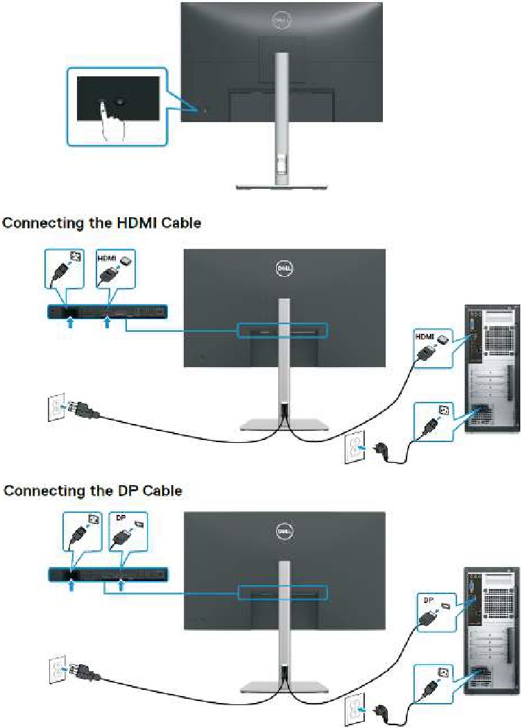 Dell - P3223QE - Connectivity cable connections - Part 1 Connectivity cable connections - Part 1
