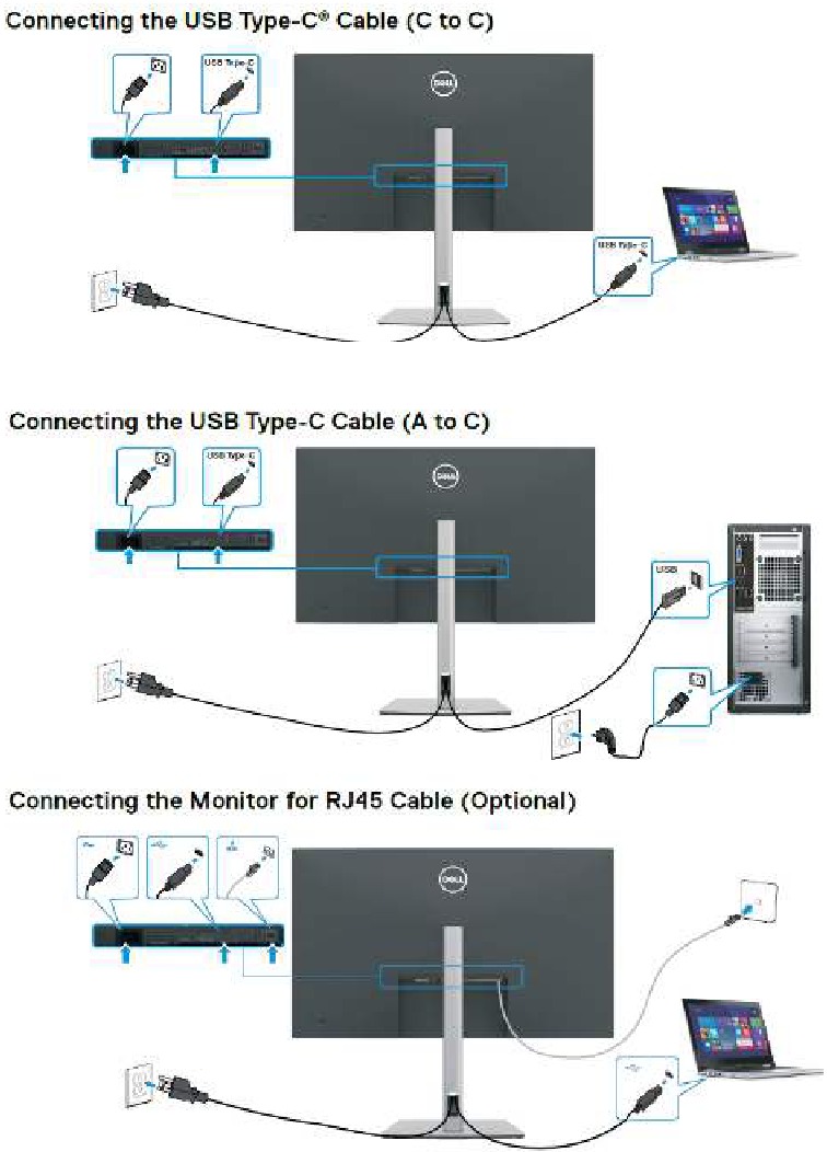 Dell - P3223QE - Connectivity cable connections - Part 2 Connectivity cable connections - Part 2