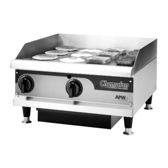 APW WYOTT CHAMPION EG 24H GRIDDLE SPECIFICATIONS ManualsLib