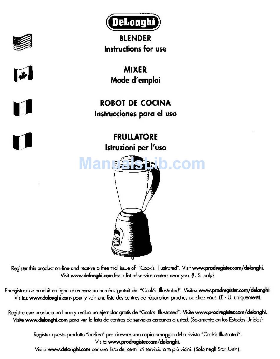 DELONGHI DBM8150 BLENDER INSTRUCTIONS FOR USE MANUAL ManualsLib