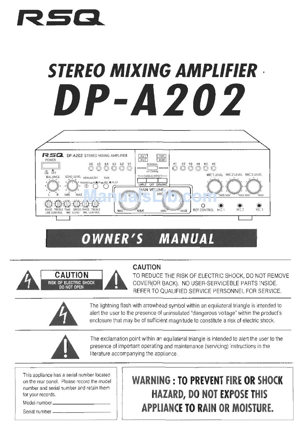 Rsq Dp 02 Owner S Manual Pdf Download Manualslib