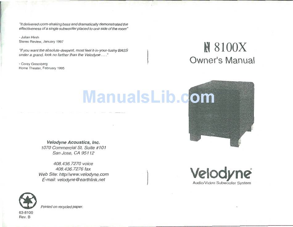 velodyne va 8100x subwoofer