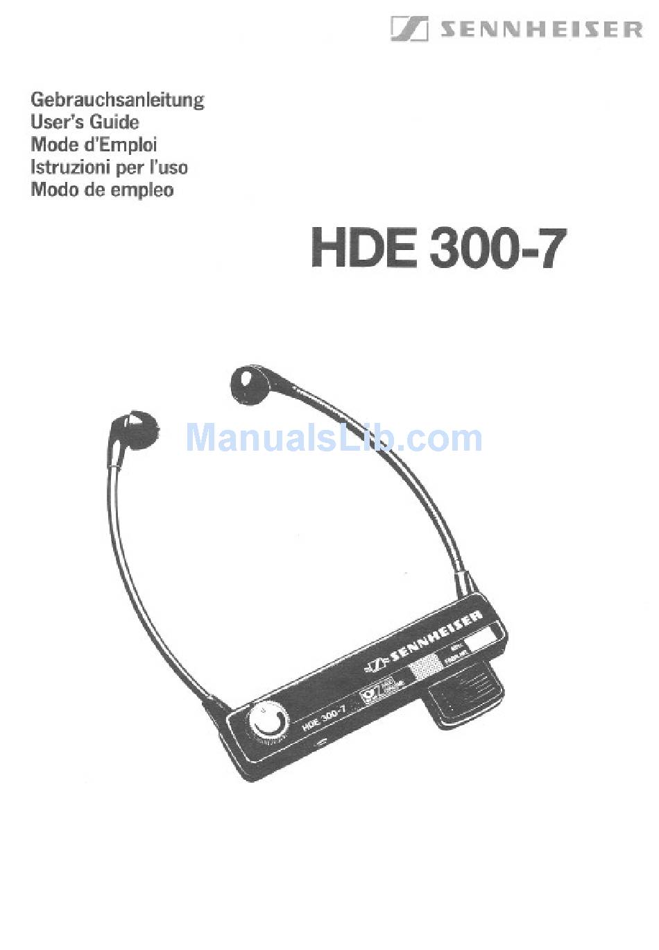 Sennheiser Hde 300 7 Manual Pdf Download Manualslib