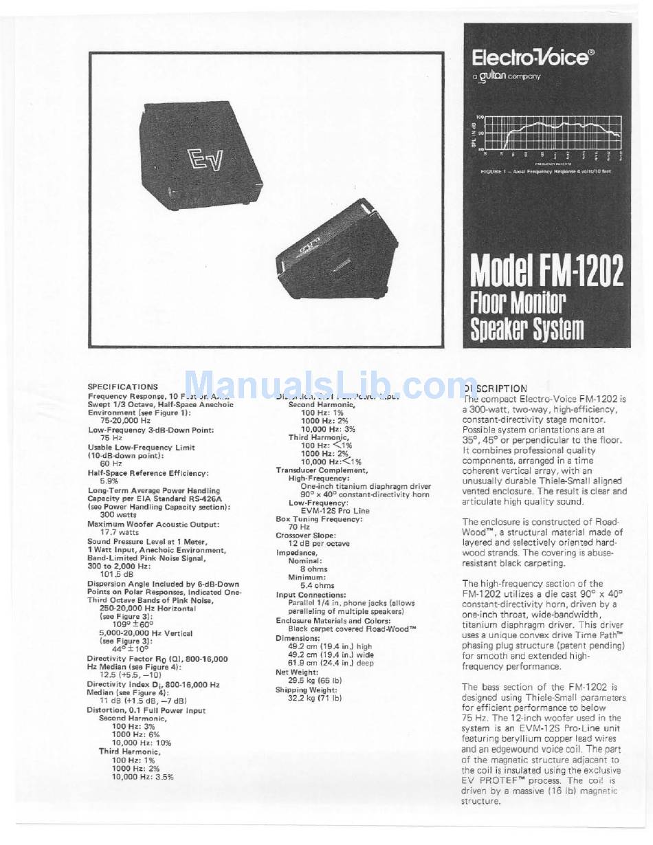 Electro Voice Fm 1202 Specification Sheet Pdf Download Manualslib