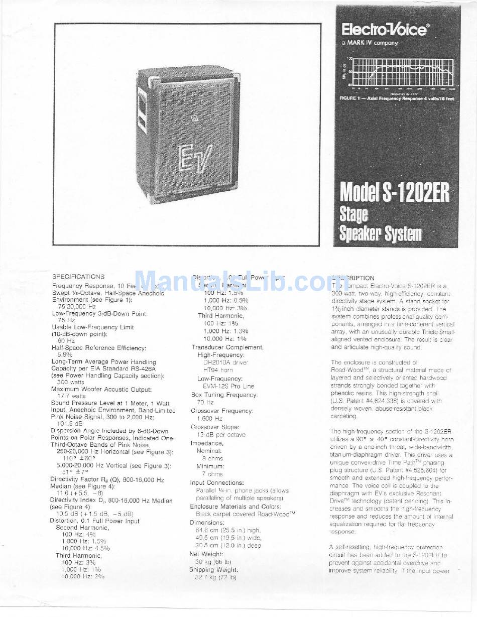 Electro Voice S 1202er Datasheet Pdf Download Manualslib