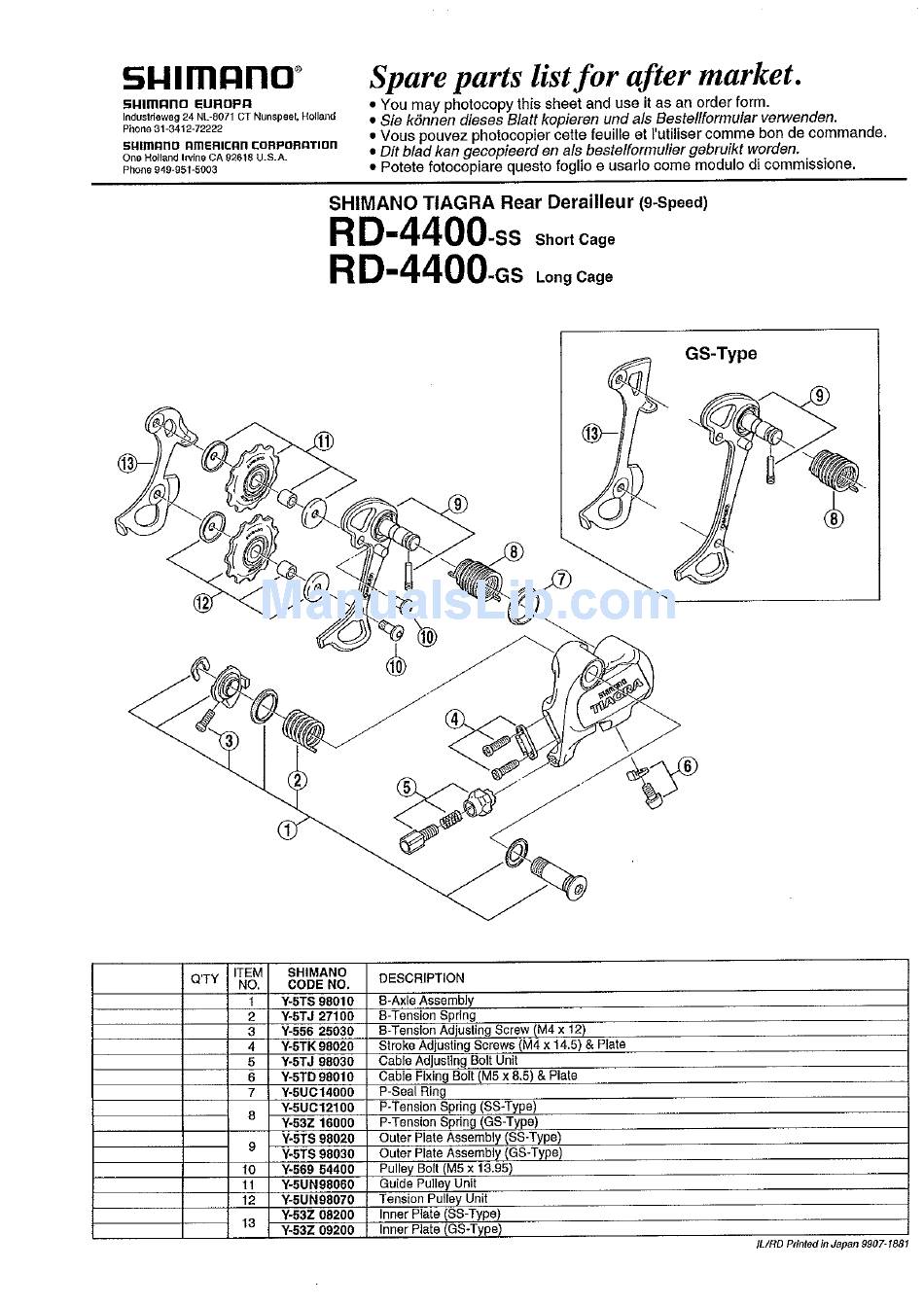 Shimano cheap rd 4400