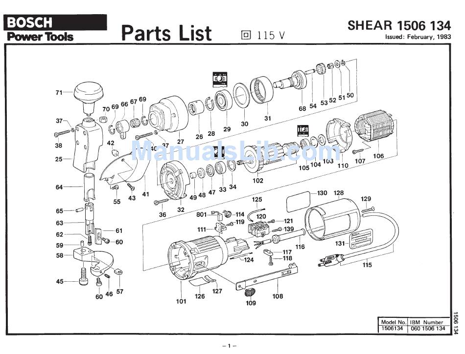 BOSCH 1506 UNISHEARS NET WEIGHT 6 LBS PARTS LIST Pdf Download