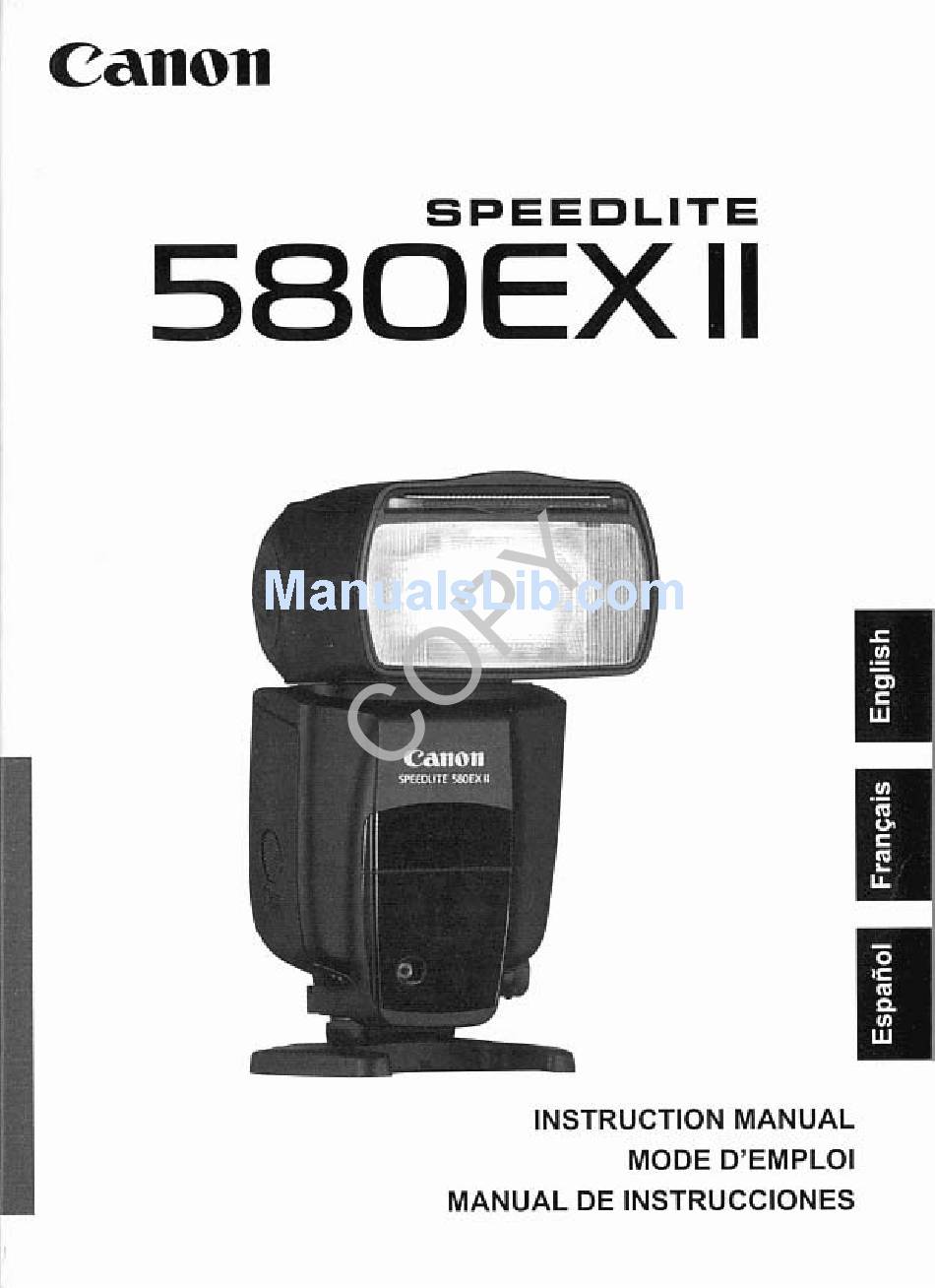 canon speedlite 580ex ii specs