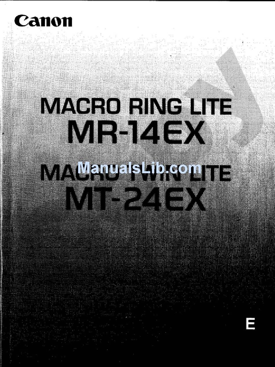 CANON MACRO RING LITE MR-14EX MANUAL Pdf Download | ManualsLib