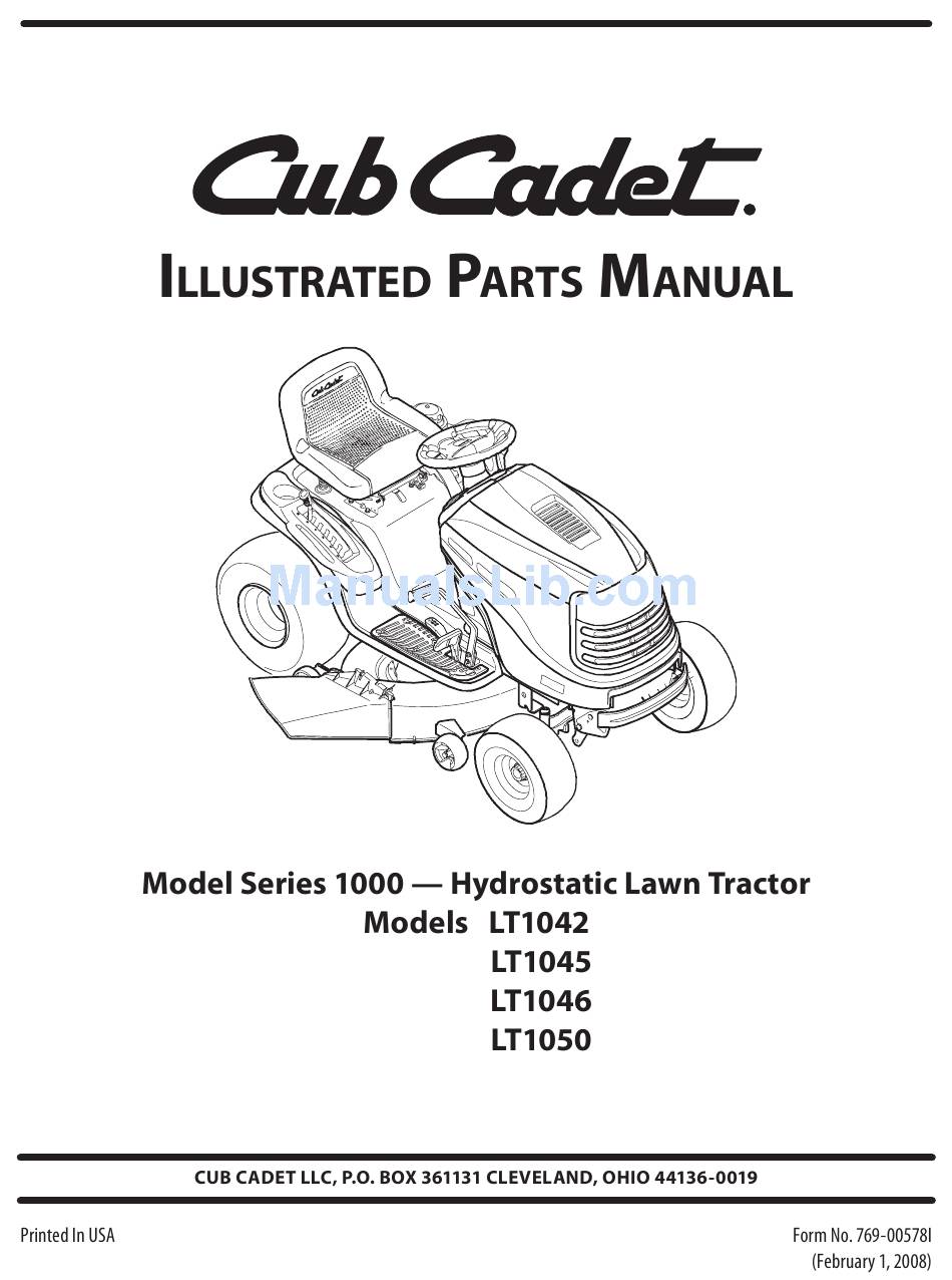 Cub Cadet Lt1042 Illustrated Parts Manual Pdf Download Manualslib