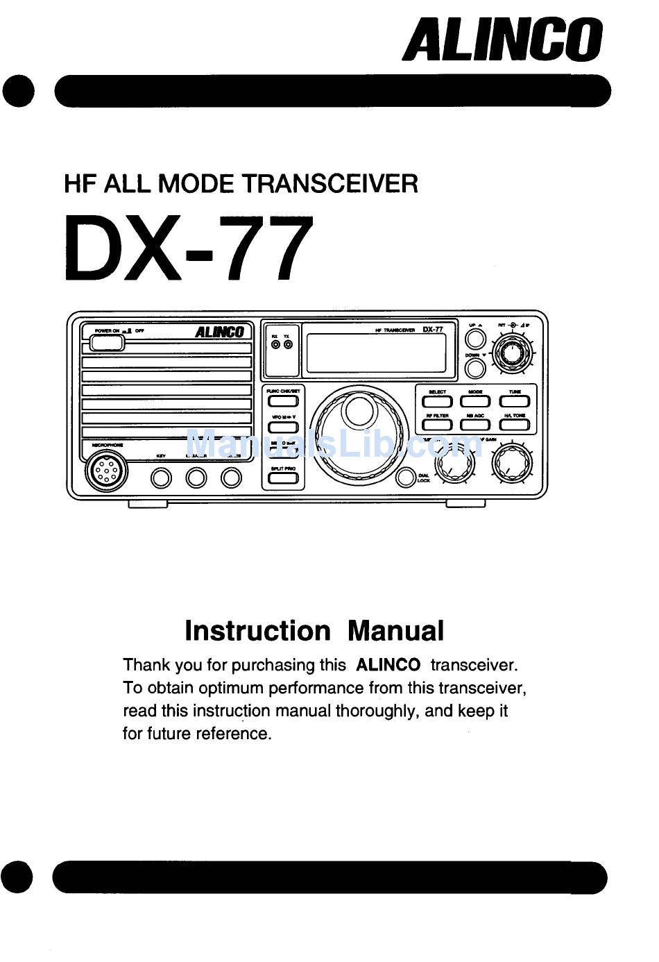 Alinco Dx 77 Instruction Manual Pdf Download Manualslib