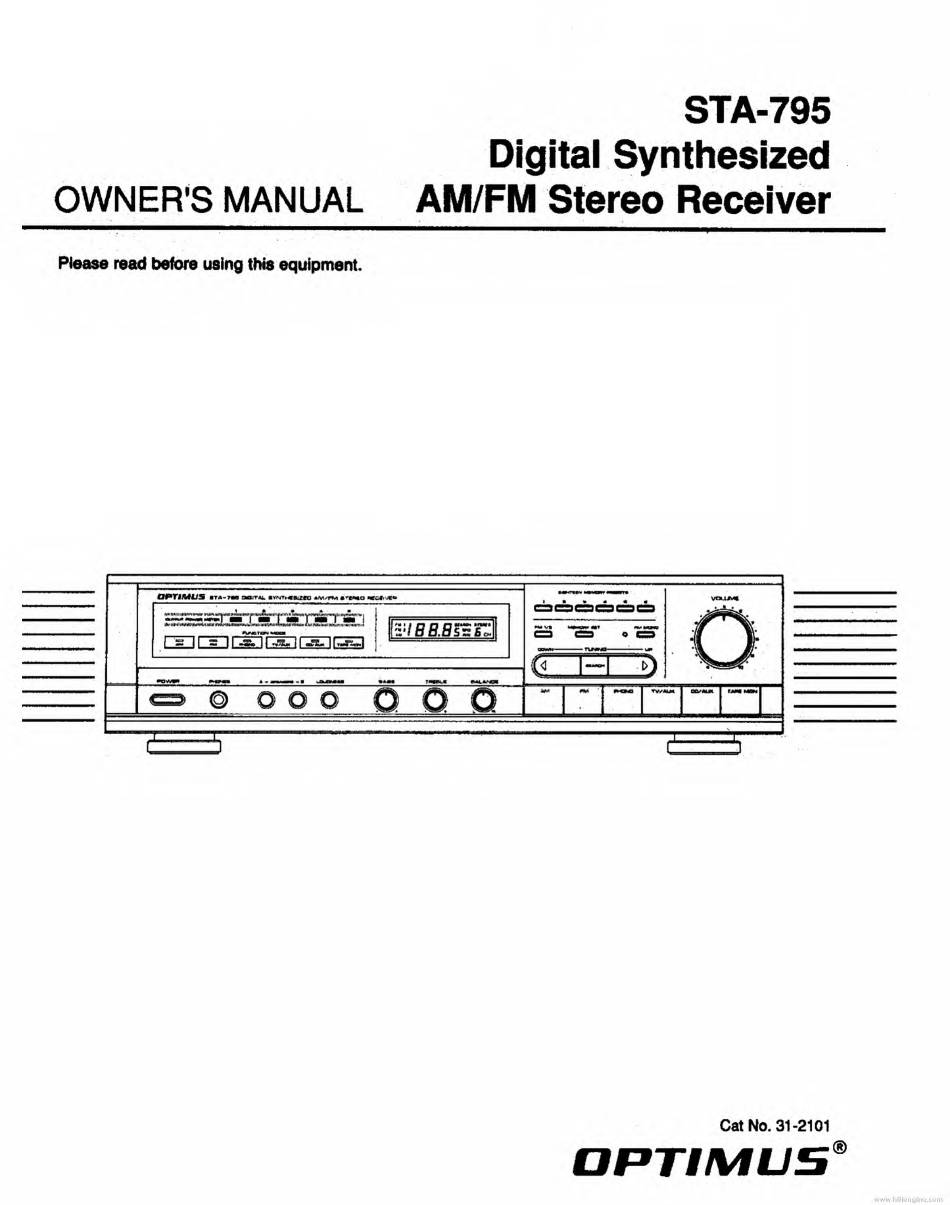 Optimus STA-795 Digital sintetizado AM/FM receptor estéreo Probado Funcionando 
