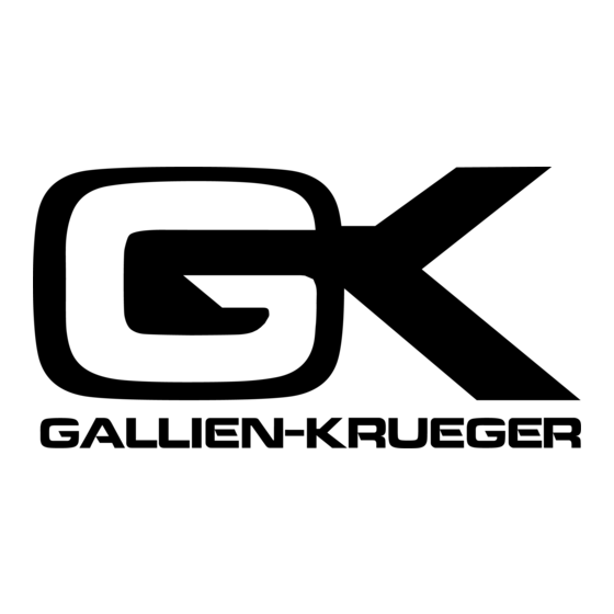 Gallien-Krueger RBS Series Owner's Manual