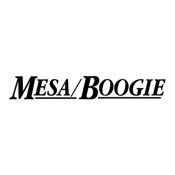 Mesa/Boogie Vacuum Tube Audio Owner's Manual