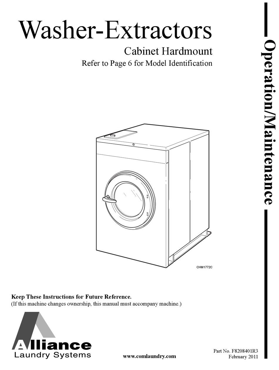 ALLIANCE LAUNDRY SYSTEMS CHM1772C OPERATION & MAINTENANCE MANUAL Pdf