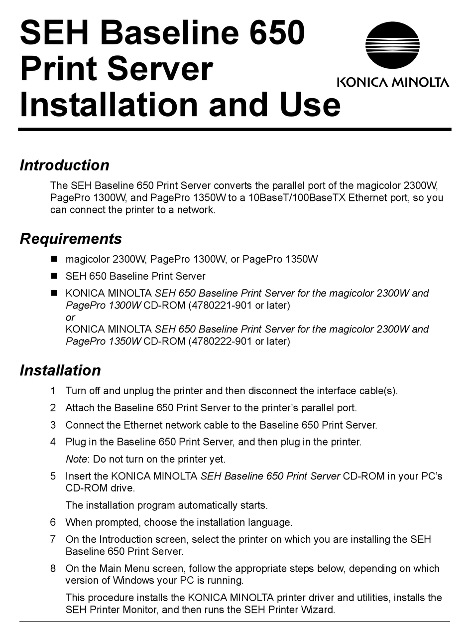 Konica Minolta 650 Installation And Use Pdf Download Manualslib