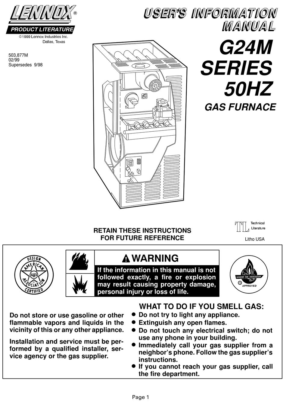 Lennox G26 Series User Manual