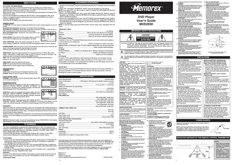 MEMOREX MVD2050 USER MANUAL Pdf Download | ManualsLib