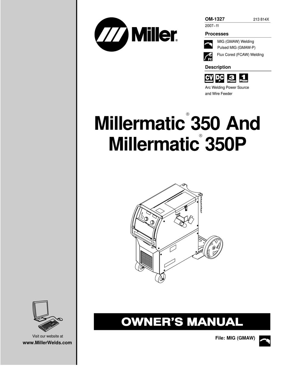 MILLER ELECTRIC MILLERMATIC 350, 350P OWNER'S MANUAL Pdf Download