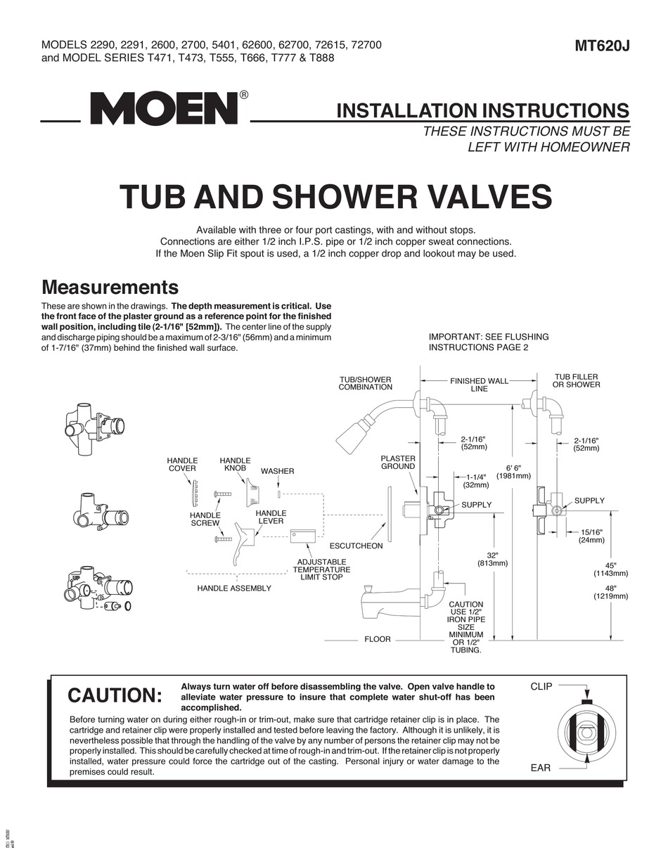 Install Moen Shower Valve Instructions Moen 82603 Bathtub Shower 