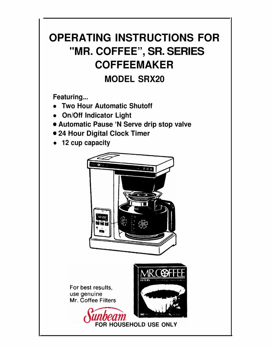 MR. COFFEE SRX12 OPERATING INSTRUCTIONS MANUAL Pdf Download