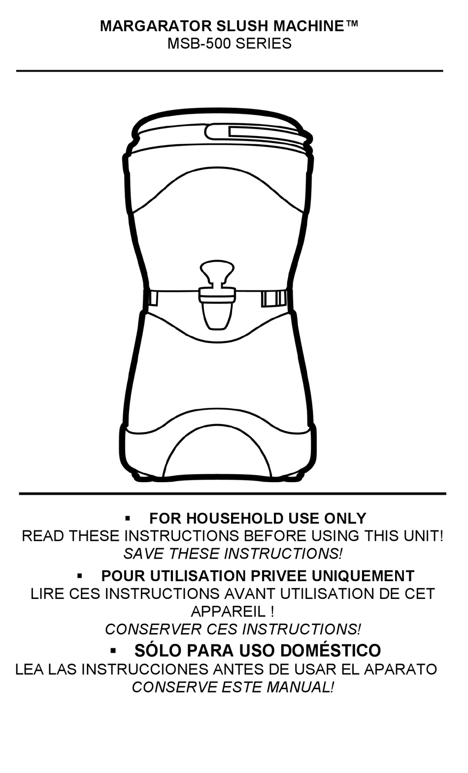 Nostalgia Electrics Margarator Msb 570 Instructions Manual Pdf Download Manualslib