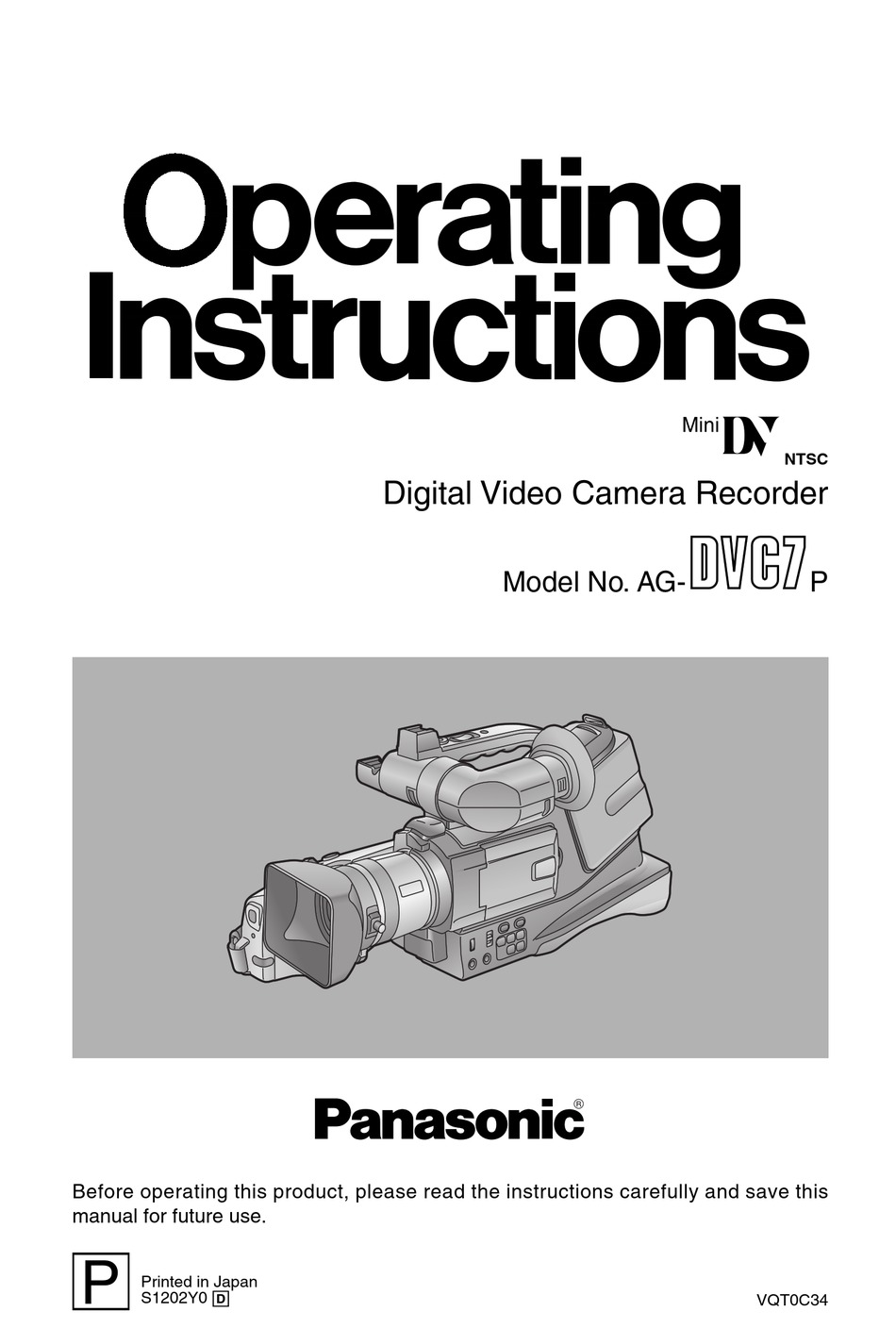 PANASONIC AG-DVC7P OPERATING INSTRUCTIONS MANUAL Pdf Download | ManualsLib