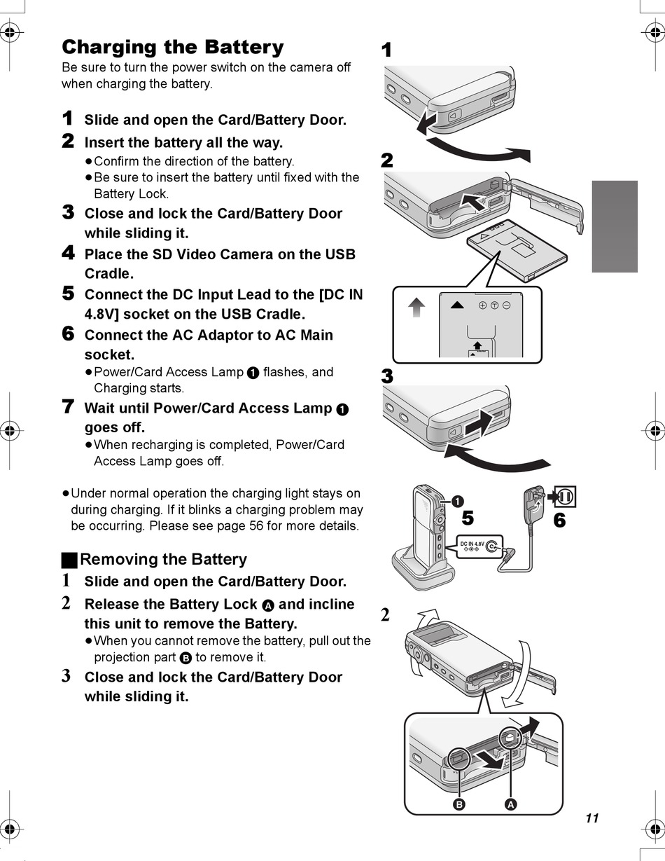 Charging The Battery - Panasonic SV-AV50 Operating Instructions