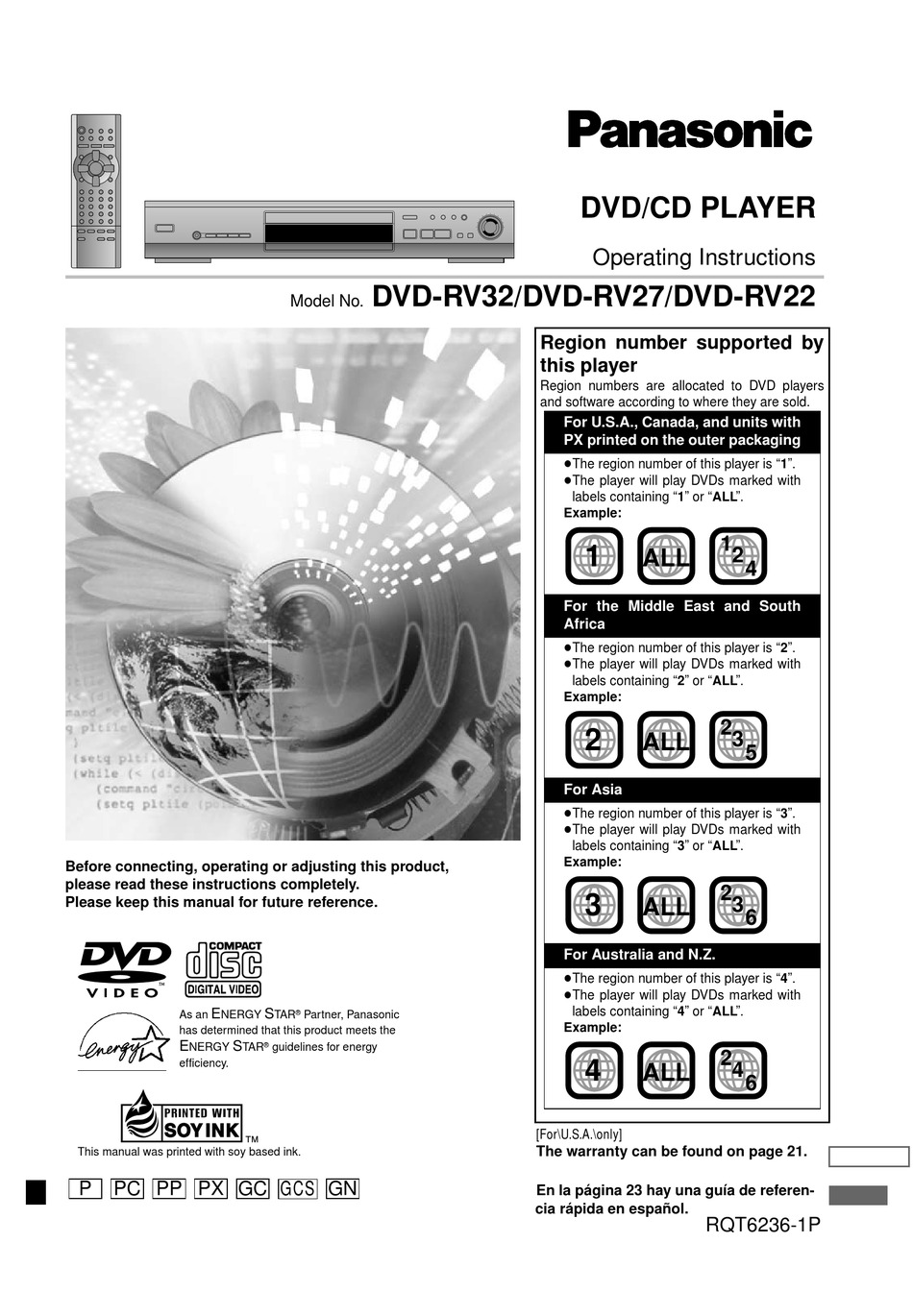 Panasonic Dvd Rv22 Operating Instructions Manual Pdf Download Manualslib