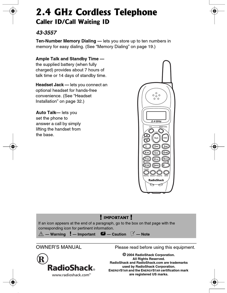 RADIO SHACK 43-3557 OWNER'S MANUAL Pdf Download | ManualsLib