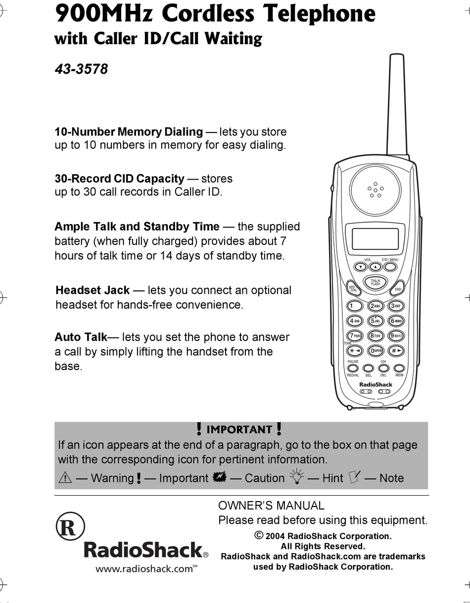 RADIO SHACK 43-3578 OWNER'S MANUAL Pdf Download | ManualsLib