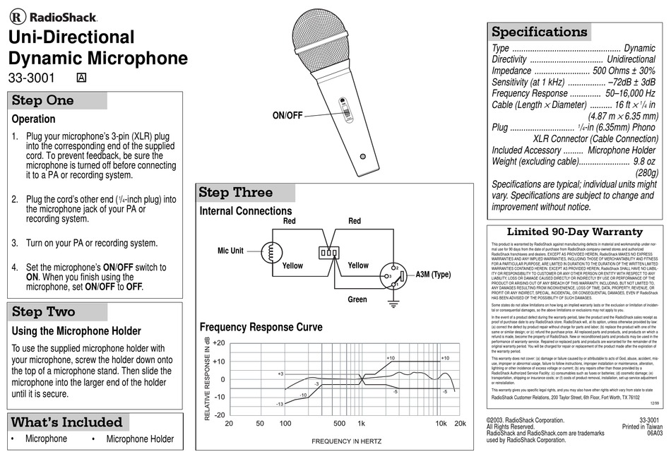 RADIO SHACK 33 3001 USER MANUAL Pdf Download ManualsLib