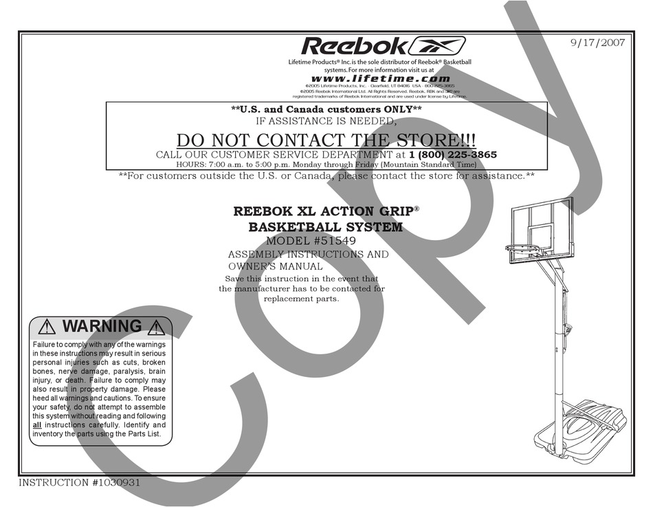 complejidad Bailarín Melodioso REEBOK 51549 ASSEMBLY INSTRUCTIONS AND OWNER'S MANUAL Pdf Download |  ManualsLib