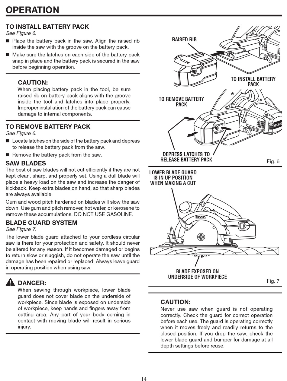 Saw Blades RIDGID R8452 Operator s Manual Page 14 ManualsLib