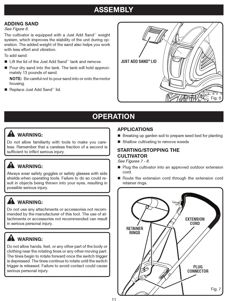 Operation; Assembly - Ryobi RY46501B 
