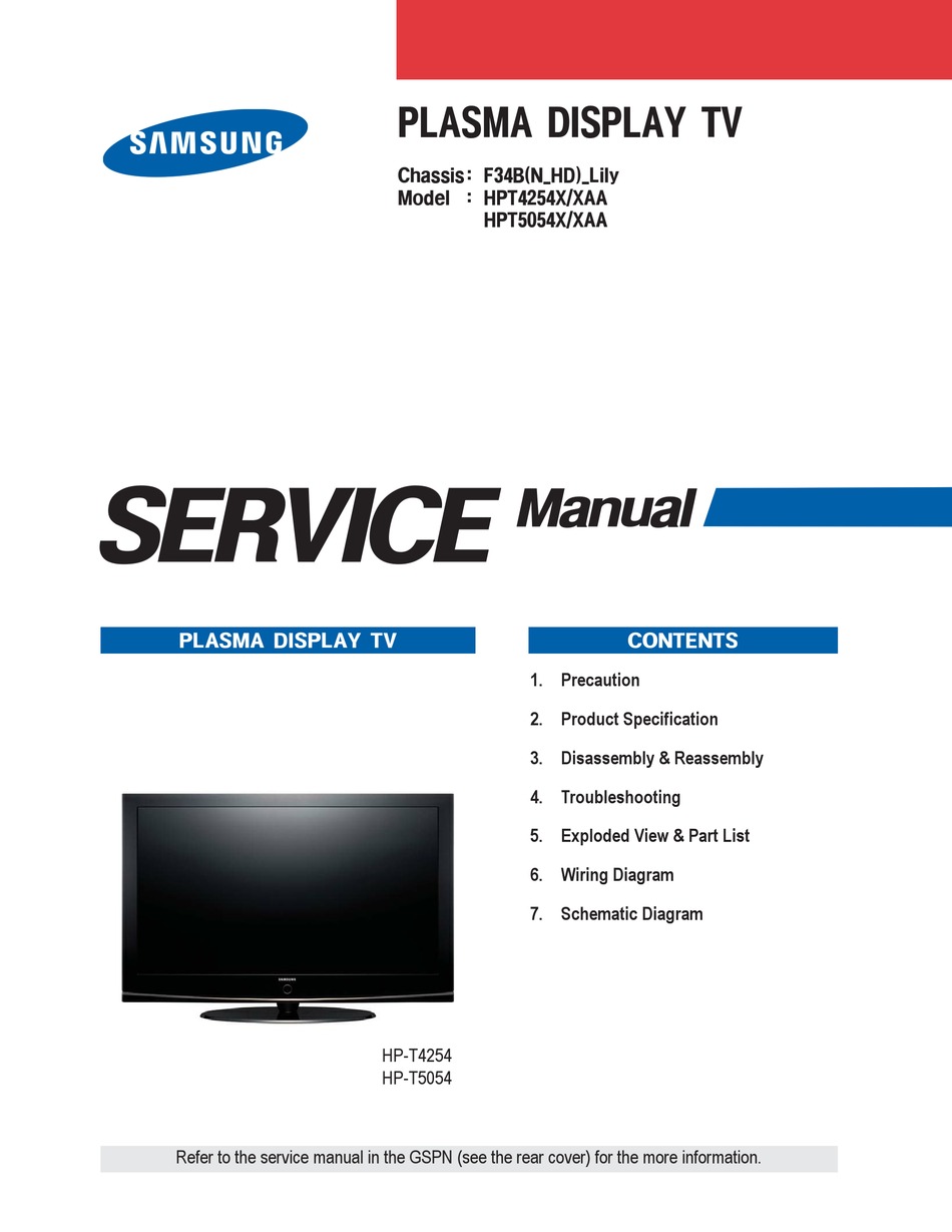 SAMSUNG HPT5054X/XAA SERVICE MANUAL Pdf Download | ManualsLib