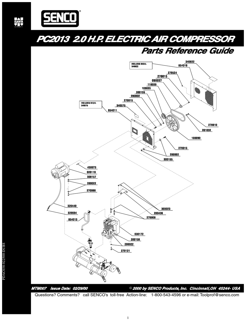 SENCO PC2013 PARTS REFERENCE MANUAL Pdf Download | ManualsLib