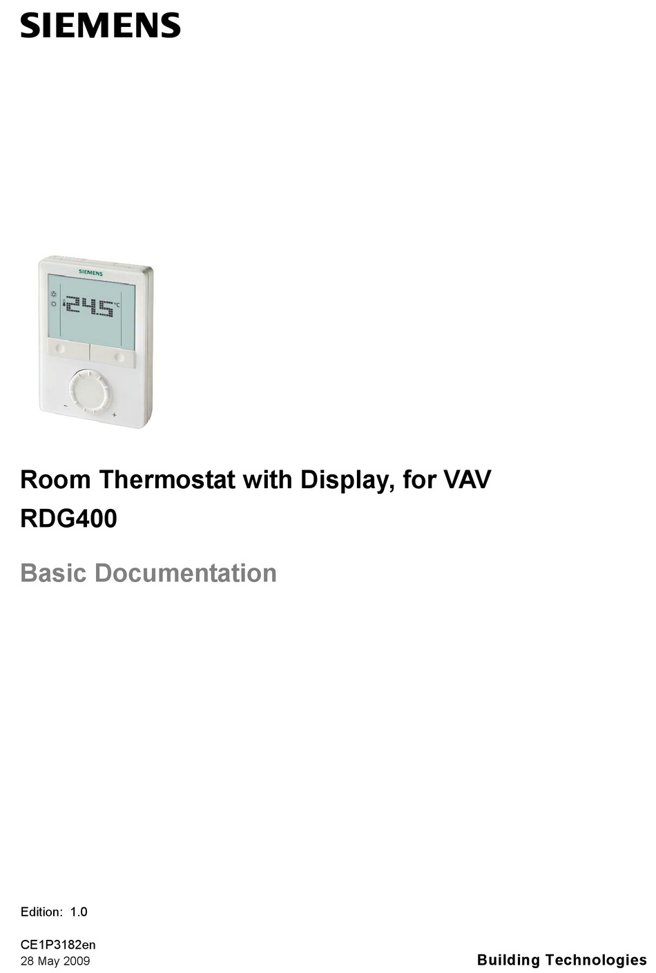 RDG400  SIEMENS - Fan Coil and VAV Thermostat