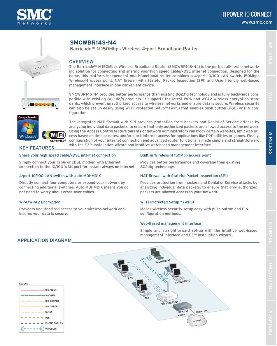 Smc Networks The Barricade Smcwbr S N Technical Specifications Pdf