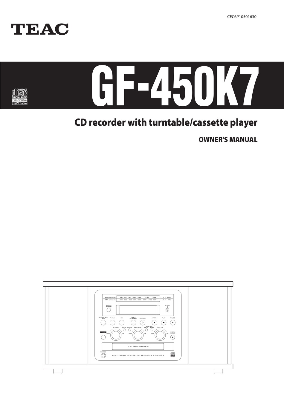 TEAC GF GF-450K7 OWNER'S MANUAL Pdf Download | ManualsLib