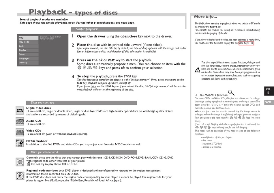 Playback THOMSON TV DVD User Manual Page 20 ManualsLib