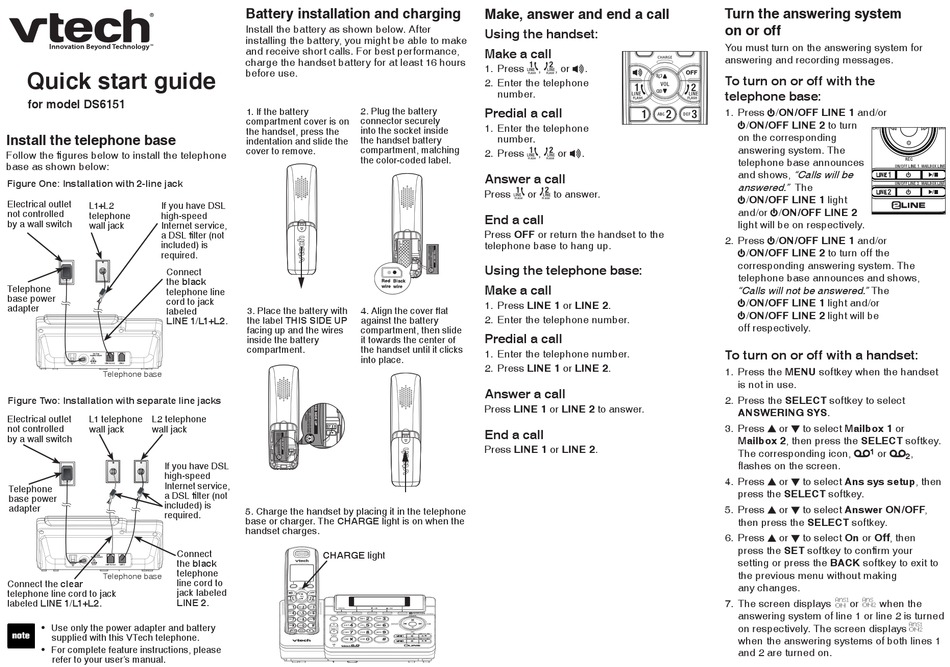 VTECH DS6151 QUICK START MANUAL Pdf Download | ManualsLib